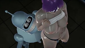 Futurama - Leela gets creampied by Bender - Trio dimensional Porn